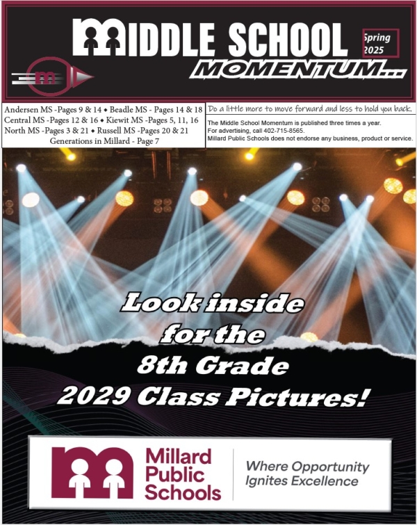 Cover page of the Spring Middle School Momentum