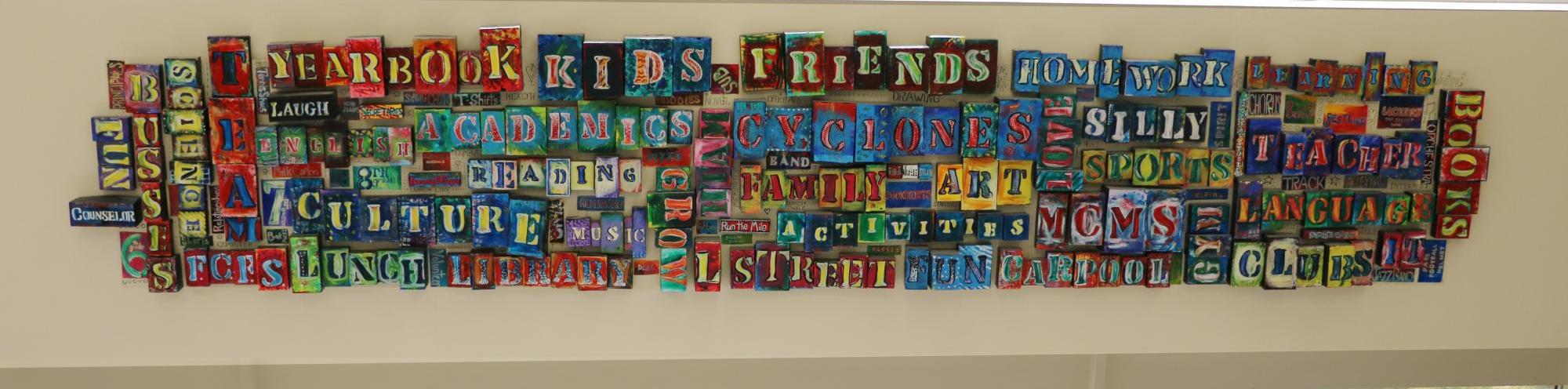 Word wall at Central MS